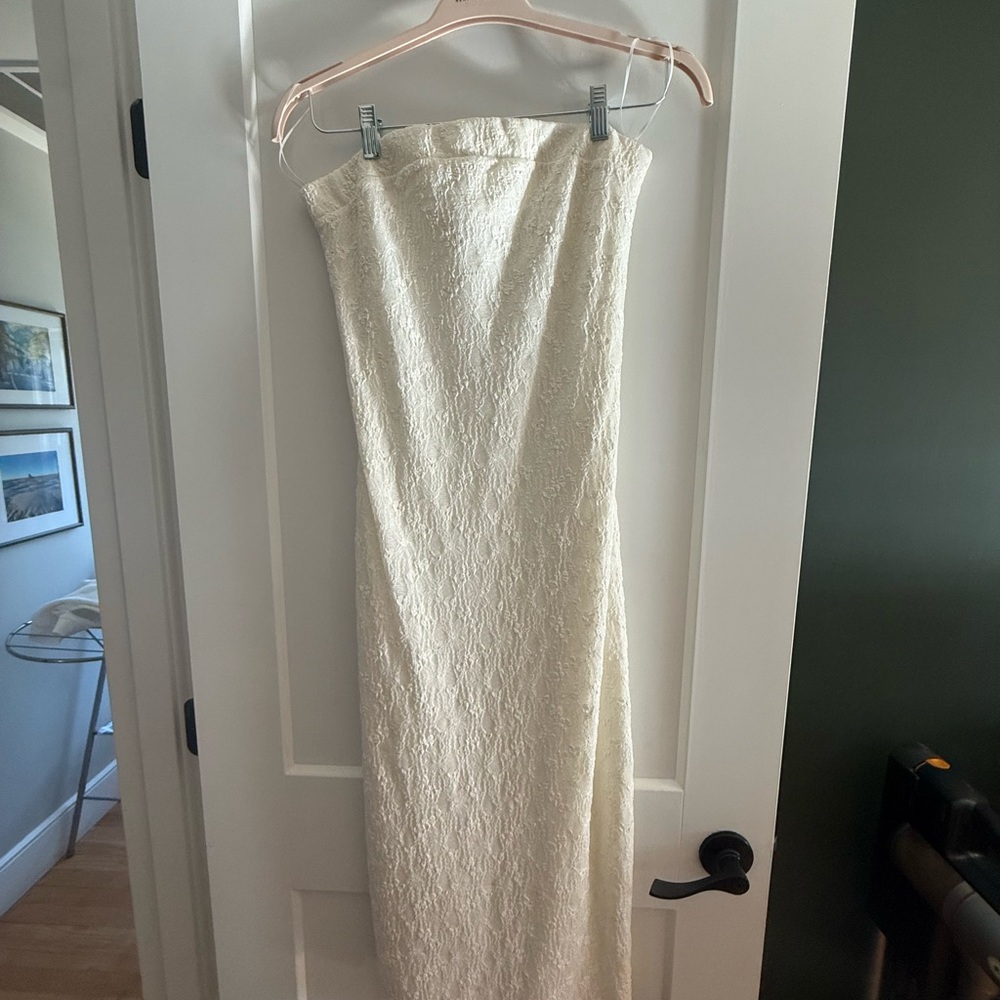 BP Strapless Ivory Lace Maxi Dress